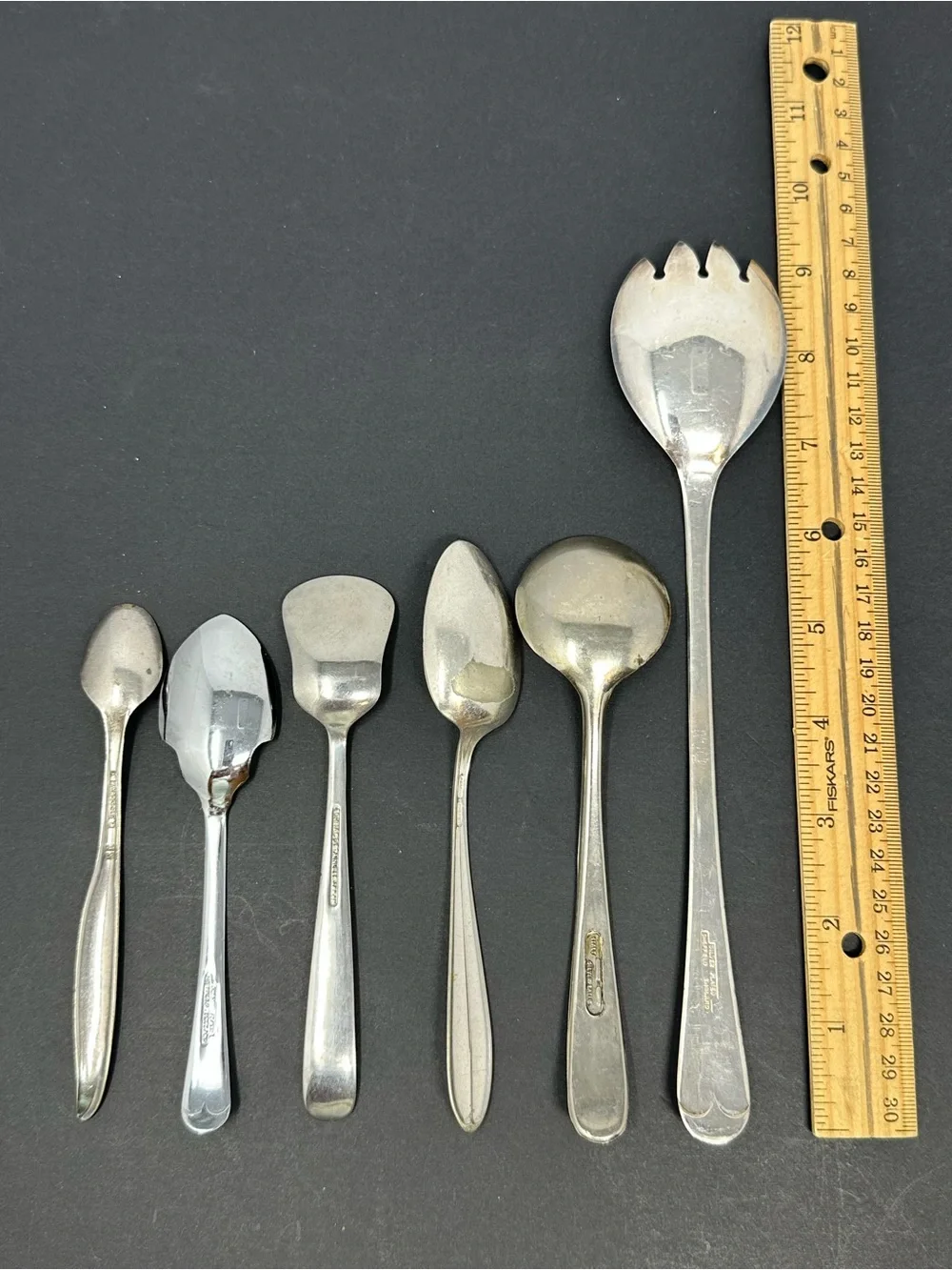 Vintage Silverplate, Chromeplate Spoons Sheffield England, Italy, WM Rogers (6)‎